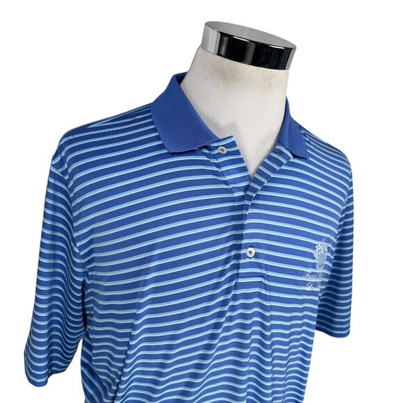 Trump National Los Angeles Polo Shirt Men’s Large Blue Striped Golf F&G Tech - Picture 2 of 10